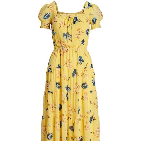 Lauren Ralph Lauren, Tiered Squareneck Midi Prairie Dress - Picture 4 of 9